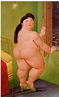 Fernando Botero Canvas Paintings - Woman in front of a Window